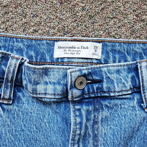 Abercrombie Ultra High Rise 90s Straight Jean Vintage Comfort Stretch Size 29 8 - Picture 6 of 7